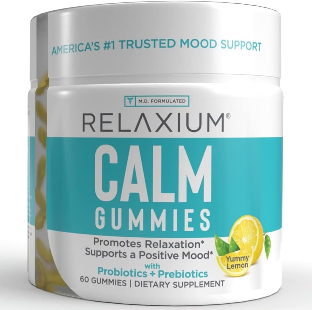 Relaxium Calm Gummy, desarrollado en EE.UU., con vitamina B6, Magnesio y L-Theanine, One Gummy por Serving, 60 Gummies