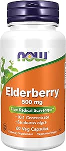 AHORA Suplementos de alimentos, Elderberry (Sambucus nigra)500 mg, 10:1 Concentrate, 60 cápsulas de verduras