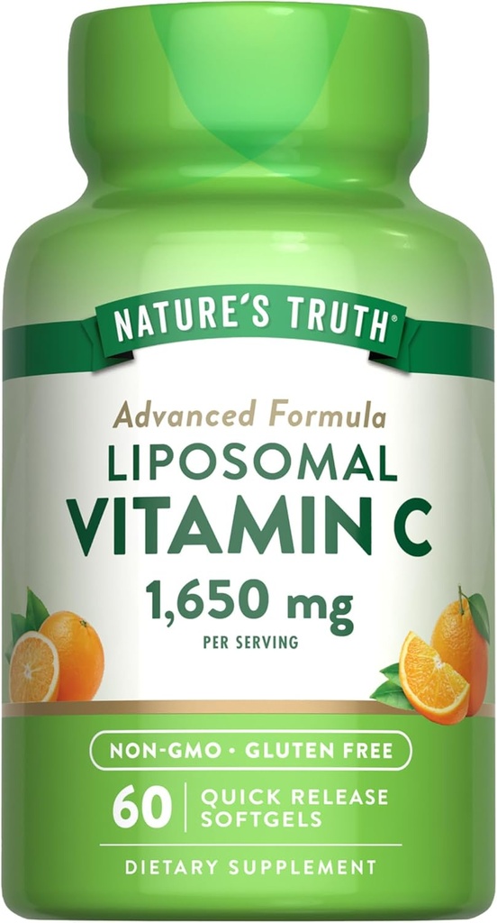 Verdad de la naturaleza Liposomal Vitamina C TEN 1650mg ANTE 60 Softgels Silencio No GMO &amp; Gluten Suplemento Gratis