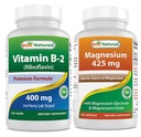 Mejores Naturales Vitamina B2 (Riboflavin) 400 mg &amp; Magnesio Glycinate 425 mg