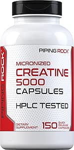 Piping Rock Creatine Monohydrate Capsules ← 5000mg ← 150 Pills ← Suplemento Micronizado para Hombres y Mujeres