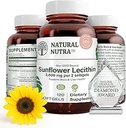 Natural Nutra Sunflower Lecithin 2000 mg Suplemento, Soporta a las madres de lactancia materna con Alivio de leche enchufada, Hierve &amp; Brain Health Booster, Soy Gratis, No GMO, Libre de gluten, 120 Softge