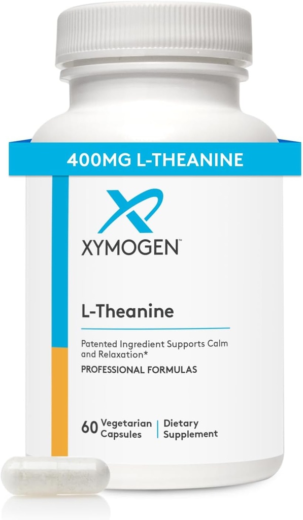 XYMOGEN L-Theanine - Patented Suntheanine L theanine 400mg Por Serving - Suplemento de Aminoácidos para apoyar la calma + relajación sin somnolencia, Salud del hígado (60 cápsulas)