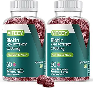 VITEEY Biotin Gummies for Hair Skin and Nails - Biotin for Hair Growth Gummies - 5000 mcg - Vegan, Gluten-Free, Non-GMO – 120 Conde