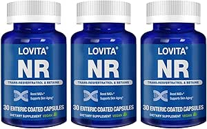 Lovita NR (Nicotinamide Riboside) 350 mg, Suplemento NAD con Trans-Resveratrol y Betaine, Promover NAD Plus Niveles, Envejecimiento saludable, 30 cápsulas Vegan Enteric-Coated