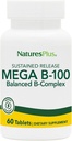 NaturesPlus Mega B-100 Complejo - 60 Tablas de liberación sostenidas - Complejo B equilibrado - Apoyo energético - Vegetariano, Gluten Gratis - 60 Servimientos