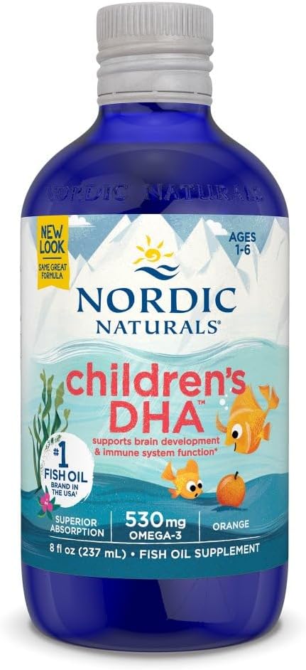 Naturales nórdicos DHA, Orange - 8 oz para niños - 530 mg Omega-3 con EPA &amp; DHA - Función de desarrollo cerebral - No GMO - 96 Servimientos