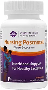 Milkies Fairhaven Health Nursing Postnatal Vegetarian Supplement for Breastfeeding Women with Vitamin D and B, Nutritious Breast Milk Multivitamin - Gluten and Dairy Free - 1 Month Supply