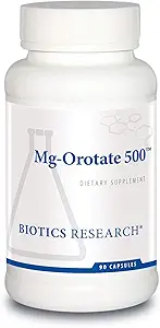 Biotics Research Mg Orotate 500mgTM Magnesium Orotate - 2 cápsulas por servicio (1000mg) - Cardiovascular Support Heart Health, Relajación general, Mejora el sueño y la relajación muscular - 90 caps