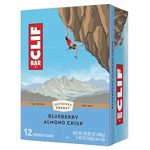 CLIF BAR - Blueberry Almond Crisp - Hecho con avena orgánica - No GMO - Planta base - Bares de energía - 2.4 oz. (12 Pack)