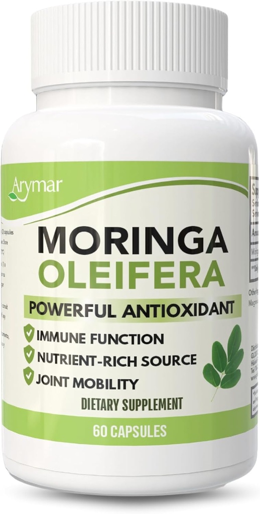 Arymar Moringa Oleifera 630mg - 60 cápsulas - Suplemento Antioxidante-Rich para bienestar general