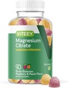 VITEEY Magnesium Gummies for Adults - 255 mg de Magnesium Citrate Gummy for Calm, Sleep, Nerve & Muscle Function Support - Vegan, Gluten Gratis - 90 Condes