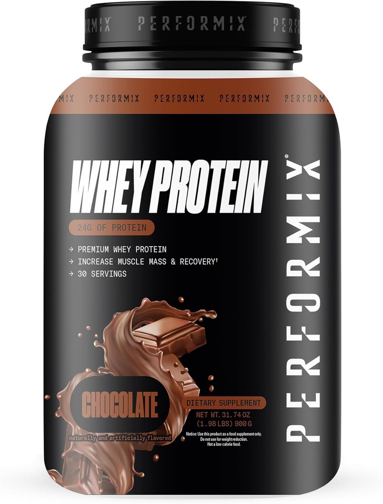 PERFORMIX - Whey Protein Isolate Blend - 24g de Proteína - 5.4g de BCAAs - 110 Calories - Muscle Building " Post Workout Recovery - 100% Whey Protein Powder - 1.98 lbs - 30 Servings - Chocolate