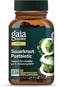 Gaia Herbs Sauerkraut Postbiótico - Natural Gut Health & Immune Support Supplement - Made with Fermented Sauerkraut - Gratis de Dairy, Soy & Gluten - 60 Vegan Capsules (30 Servings)