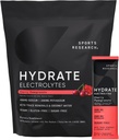 Estudios Deportivos Hydrate Electrolytes Powder Packets - Sin azúcar &amp; naturalmente saboreado con vitaminas, minerales y agua de coco - soporta hidratación - 16 Packets - Cereza Pomegranada