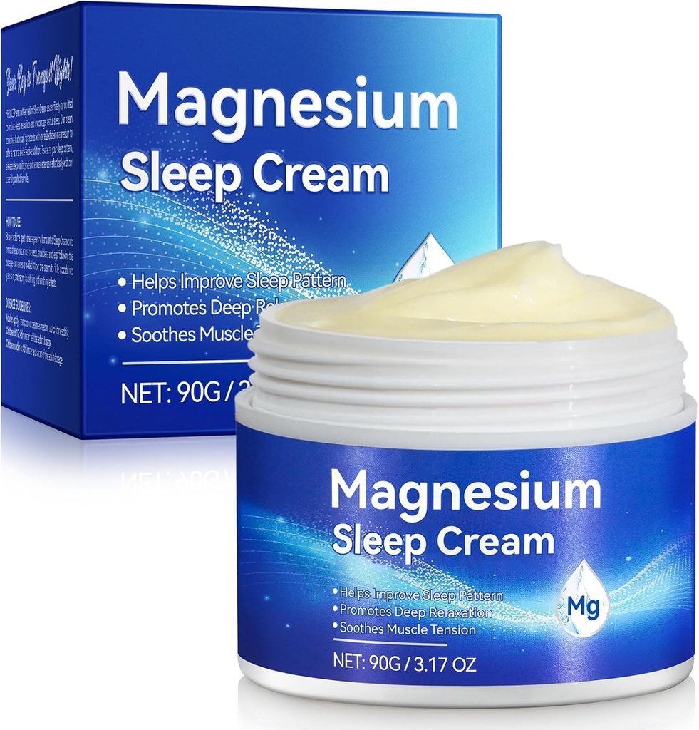 Crema de aceite de magnesio para el sueño, mantequilla de cuerpo de magnesio - Soporte para el sueño, calambres de las piernas, soporte conjunto, " Absorción muscular-Fast Fast-Nighttime Magnesium Cream 3 fl oz