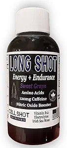 Sweet Grape Long Shot - 4 Pack - Nitric Oxide Booster, Caffeine, Nootropics, Electrolytes, Amino Acids - Endurancia natural y mejora de rendimiento