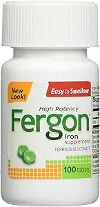 Fergon High Potency Iron Suplemento Tablets, 100 Conde