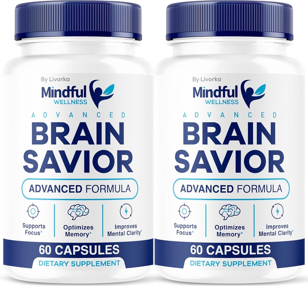 (2 Pack) Mindful Wellness Advanced Brain Salvador Capsules, Official Mindful Wellness Supplement Pills, Mindful Wellness Support Capsules Premium Fórmula - All Natural Pills, 120 cápsulas para 2 meses