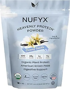 NUFYX® • Pólvora Skyly Protein® • Píldoras cultivadas 100% ecológicas del mundo • Vegan • Gluten Gratis • Baja Carb (Creamy Vanilla, 40 Scoops)