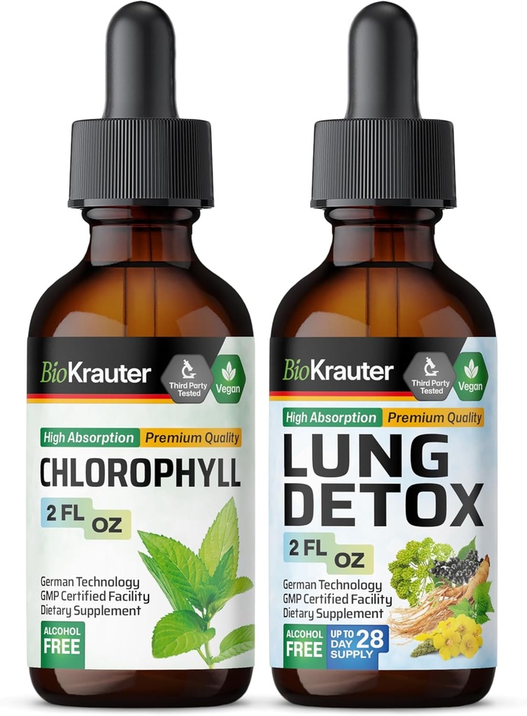 BIO KRAUTER Chlorophyll Tincture 2 Fl. Oz. " Lung Detox Tincture 2 Fl. Oz.
