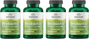 Swanson Probiótico - Suplemento de Salud Digestivo w / 1 billón CFU por cápsula - Fórmula Natural Apoyo regularidad del intestino y bienestar diario - (120 cápsulas) (4 paquete)