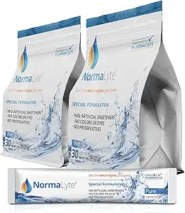 NormaLyte Oral Rehydration Salts-2 Pouches - 60 Sticks (Yields 500mL per Pack)-Pure WordPress Energy Supplements, Potassium Supplement, Dehydration Recovery and Quick Absorption