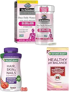 Garden of Life & Nature's Bounty Women’s Wellness Valentine’s Day Bundle- Digestive & Vaginal Health Support, Hair, Skin & Nails Pectin Gummies with Biotin, Vaginal Probiotics with Cranberry, 30-200ct