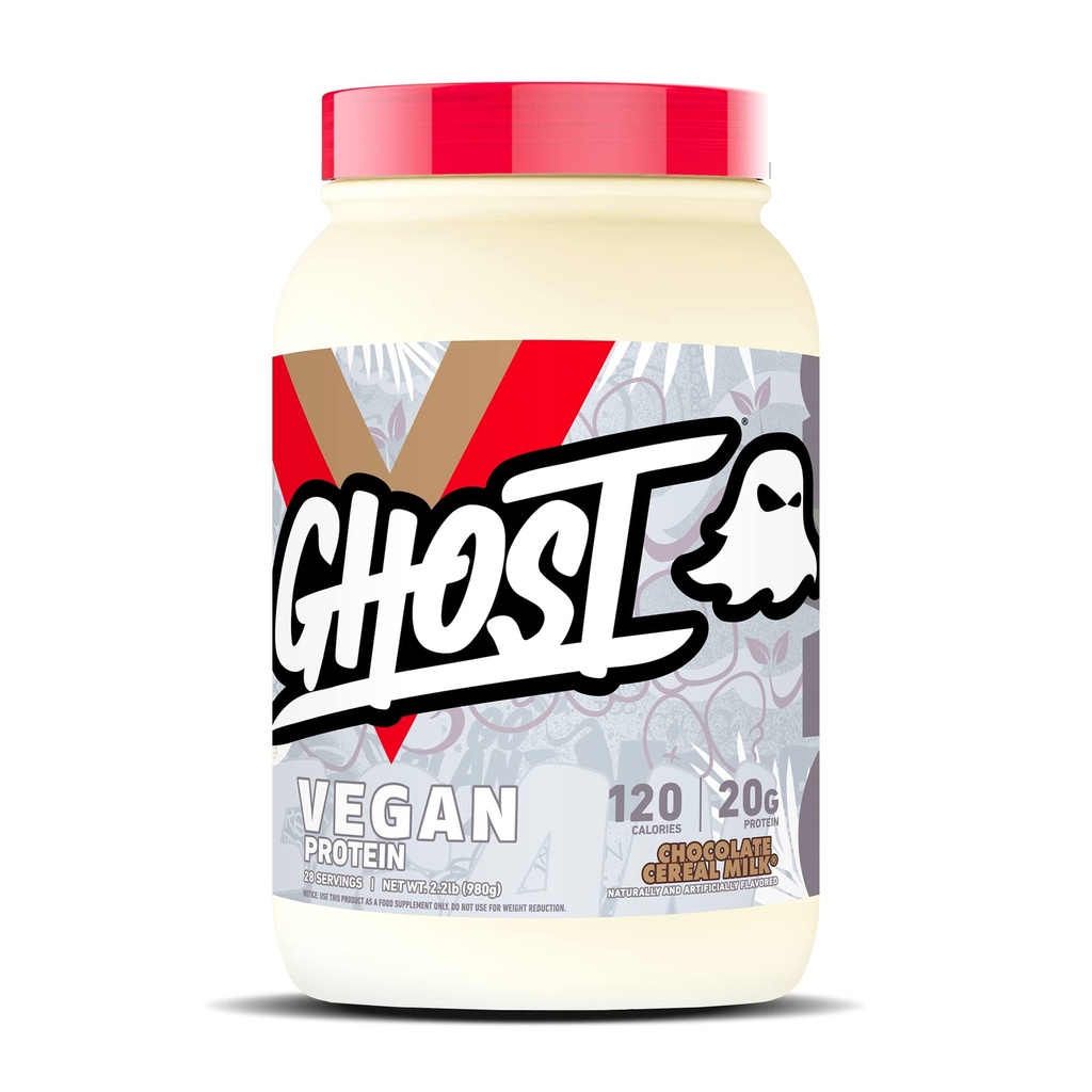 GHOST Vegan Protein Powder, Chocolate Cereal Milk - 2lb, 20g of Protein - Plant-Based Pea & Organic Pumpkin Protein - ­Post Workout & Nutrition Shakes, Smoothies, & Baking - Soy & Gluten-Free
