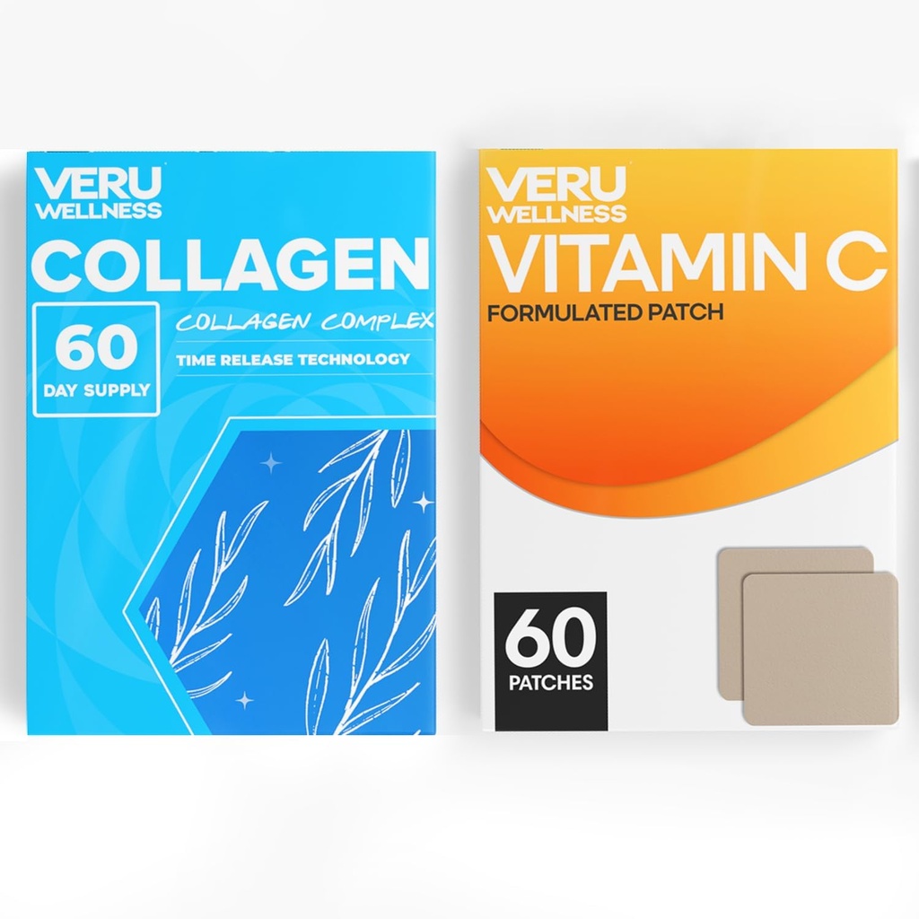 Veru Wellness Anti Aging Duo Lifestyle Patches Collagen C - Auto Adhesivo Time Release Topical Patch, 8-10 horas (60 Day Supply)