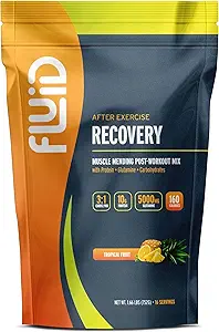 Fluid Recovery, Post-Workout Drink Mix, Whey Isolate Protein, L-Glutamine, Carbs, All Natural Ingredients, Gluten-Free, Lactose-Free (Tropical Fruit)