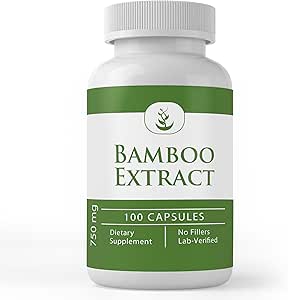 Ingredientes originales puros Extracto de bambú, (100 cápsulas) siempre puros, sin aditivos ni artillería, Verificado de laboratorio
