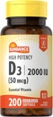 Sundance High Potency D3 2000 UI ← 200 Quick Release Softgels ← Essential Vitamin Fórmula