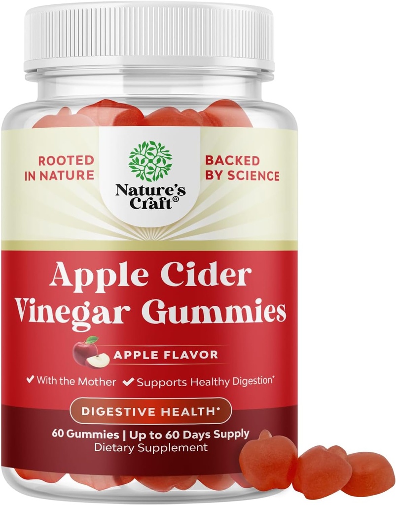 Manijas de vinagre de manzana para la pérdida de peso - Limpiar &amp; Detox Gummies para Gut Health, Bloating & Energy Support - ACV Vacas con vitamina B12, vitamina B6 &amp; granada para un mejor metabolismo - 60 cuenta