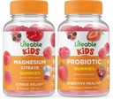 Niños de Magnesio Vidable + Probiótico 2 Billones CFU Niños, Gummies Bundle - Gran Tasting, Suplemento de Vitamina, Gluten Gratis, GMO Gratis, Chewable Gummy