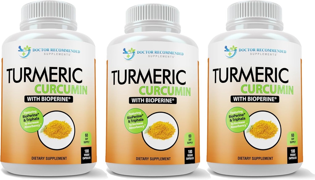 Suplemento de la Curcumina Turmérica - 2250mg/d - Cápsulas de verduras - 95% Curcuminoides con Pimiento Negro Extracto (Bioperina) - 750mg Cápsulas - 100% Orgánico - Turmérico Poderoso (Pack of 3)