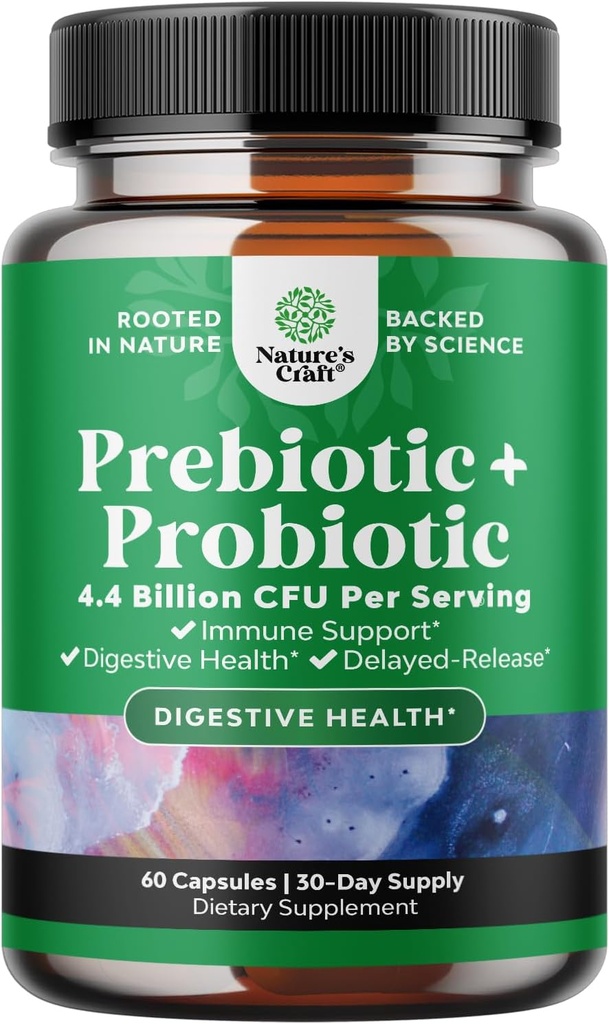 Prebiotics and Probiotics Gut Health Supplement - Super Potent Digestive Health Acidophilus Probiotic Capsules with Men and Womens Probiotics and Prebiotics for Colon Digestive Support and Immunity