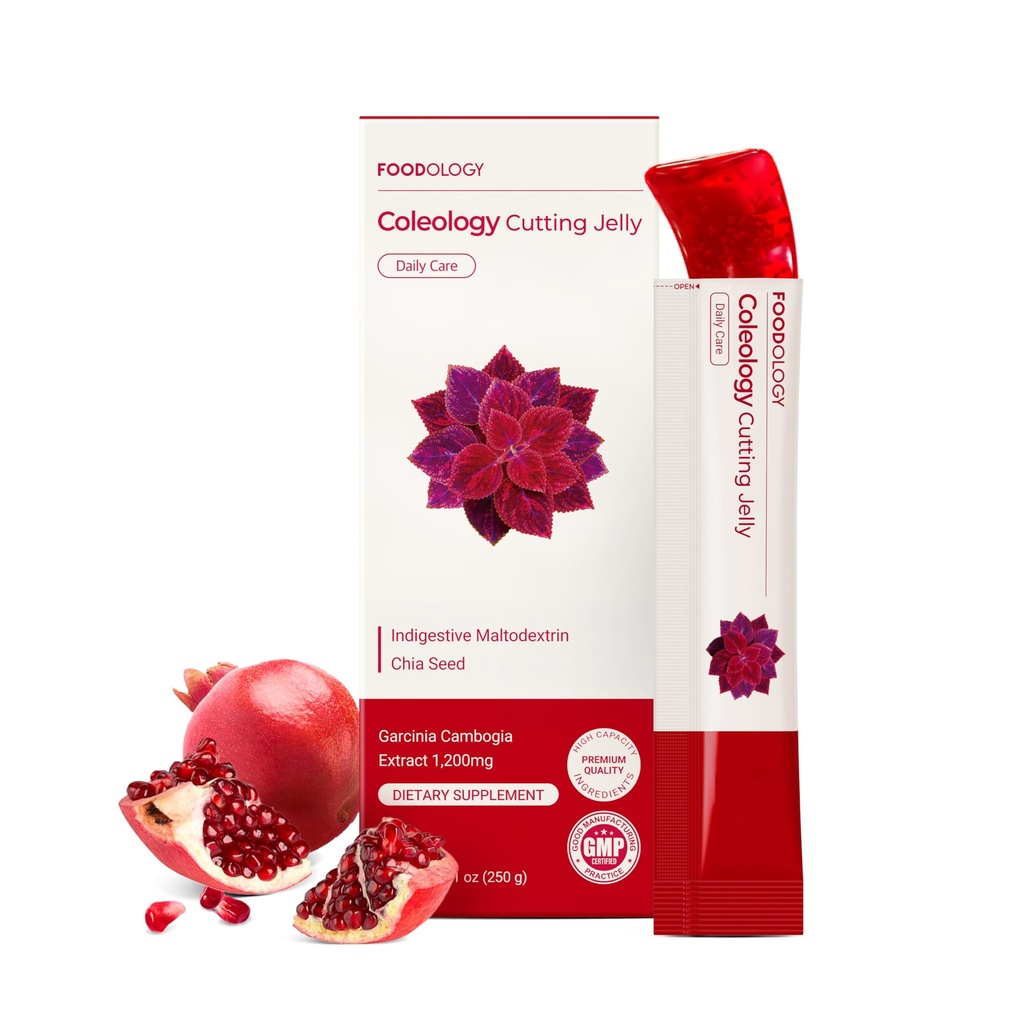 FOODOLOGY Coleology Cutting Jelly (10 Days) - Garcinia Cambogia (HCA) Jelly Sticks. Delicioso Pomegranate Flavored. Chia Seeds, Collagen.