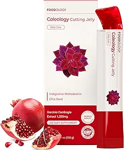 FOODOLOGY Coleology Cutting Jelly (10 Days) - Garcinia Cambogia (HCA) Jelly Sticks. Delicioso Pomegranate Flavored. Chia Seeds, Collagen.
