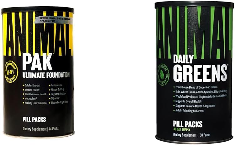 Pak de animales - Conveniente All-in-One Vitamin & Suplemento Pack - Zinc & Greens Pak - Chlorophyll