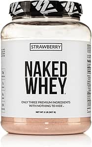 NAKED Strawberry Whey Protein Powder, Only 3 Ingredients, 25g Grass Fed Whey Protein Powder, Aid Muscle Growth & Recovery - 24 Servings