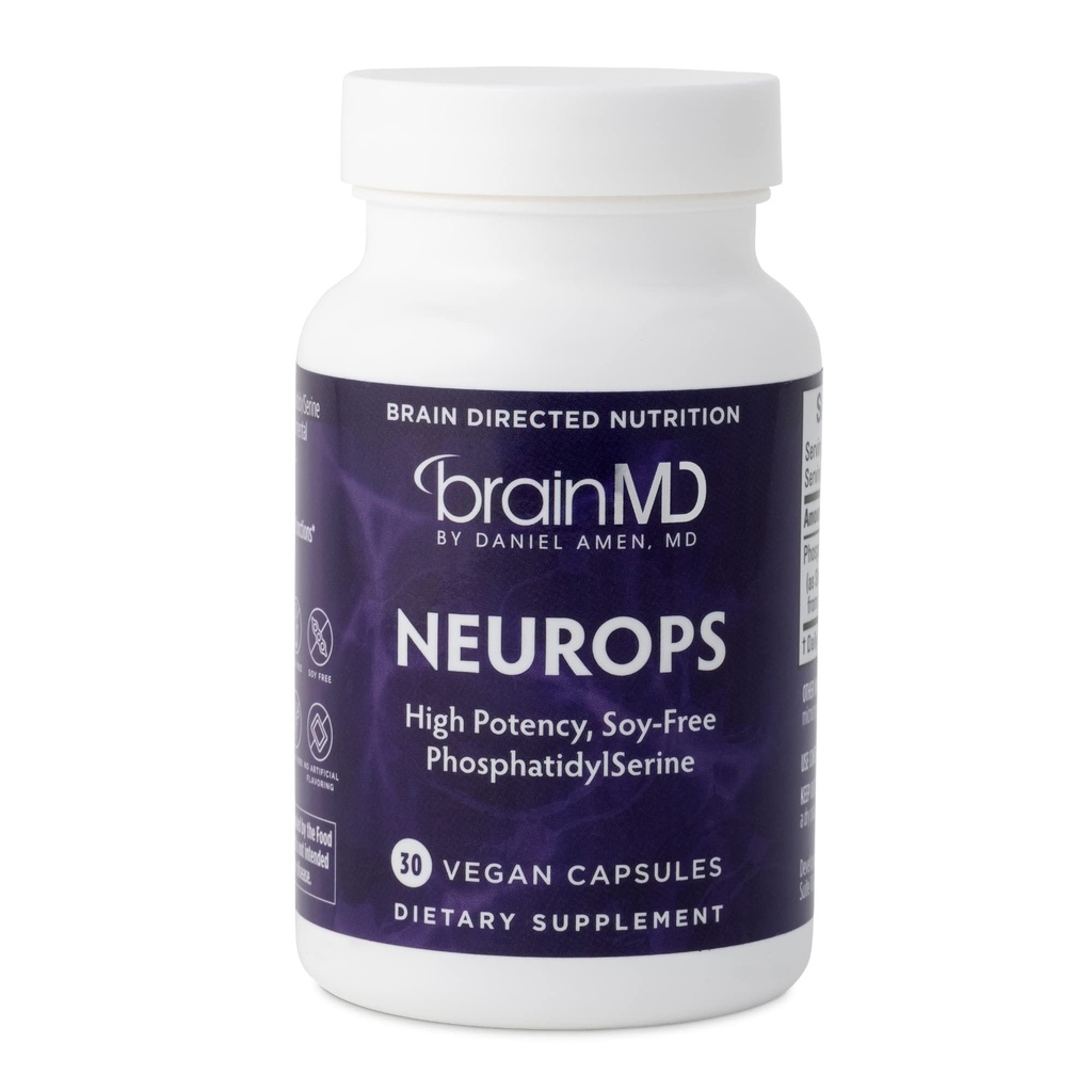 Dr Amen BrainMD NeuroPS - 30 cápsulas - 150 mg PhosphatidylSerine - Promueve el foco mental, energía & memoria - Gluten Gratis - 30 servicios