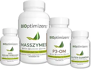 BiOptimizers - Esencial Digestivo Enzymes Bundle - P3-OM - Gluten Guardian - MassZymes - HCL Breakthrough - Doctor-Formulated (550 Capsules)