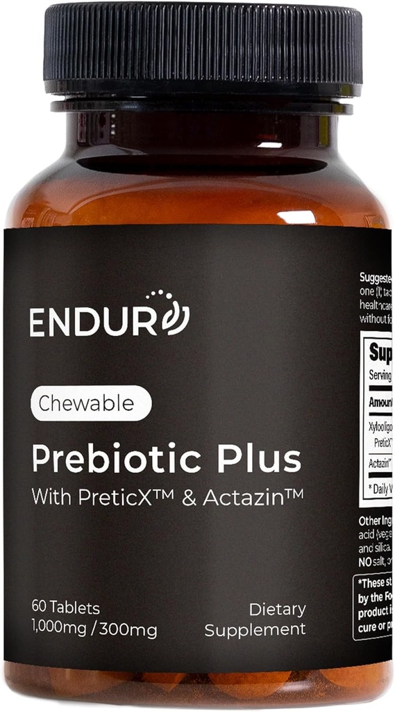 Productos de resistencia ENDUR Prebiotic Plus con Complejo Actazin " PreticX " , le ayuda a sentir luz, cómodo " Confidencial Cada día, Gluten Free, 60 Tablets