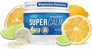 Nello Supercalm Powdered Drink Mix, Lemon Lime, L Theanine, Ksm-66 Ashwagandha, Magnesium Glycinate, Vitamina D 3, Suplementos para la relajación & Focus, Natural, No Sugar, Non GMO, 30 Srvgs