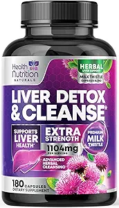 Gentle Liver Cleanse Detox " Repair Formula - Advanced Liver Support Supplement with Silymarin Milk Thistle, Dandelion Root, Artichoke Extract, Turmeric, Choline, " Beetroot - 180 Veggie Capsules