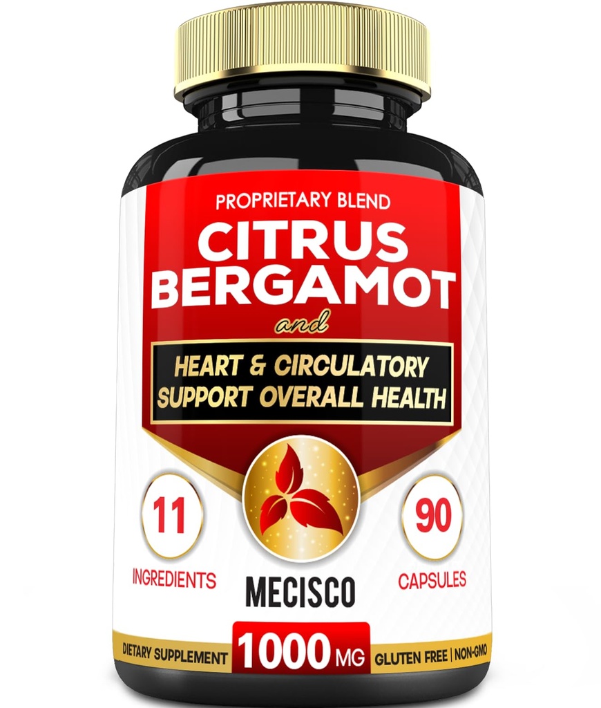 11 in 1 Citrus Bergamot Suplemento 1000mg con Black Chokeberry, Berberine HCl &amp; Más - 90 cápsulas - Apoyo a la salud del corazón, sistema inmunológico, producción de energía