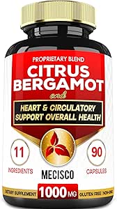 11 in 1 Citrus Bergamot Supplement 1000mg with Black Chokeberry, Berberine HCl & More - 90 Capsules - Supports Heart Health, Immune System, Energy Production