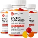 iRestore Hair Gummy Vitaminas, Vegan Biotin Gummies for Hair Skin and Nails, Hair Growth Gummies for Women &amp; Men, Biotin 10,000mcg, 3PK