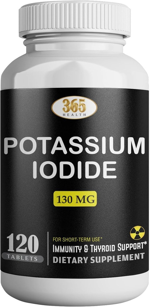 Potasio Iodide130 mg - KI Tablets- Potassium130 mg - USA Hecho Potassium Iodine Pills YODO Naciente, Yoduro de potasio - 120 Tablets